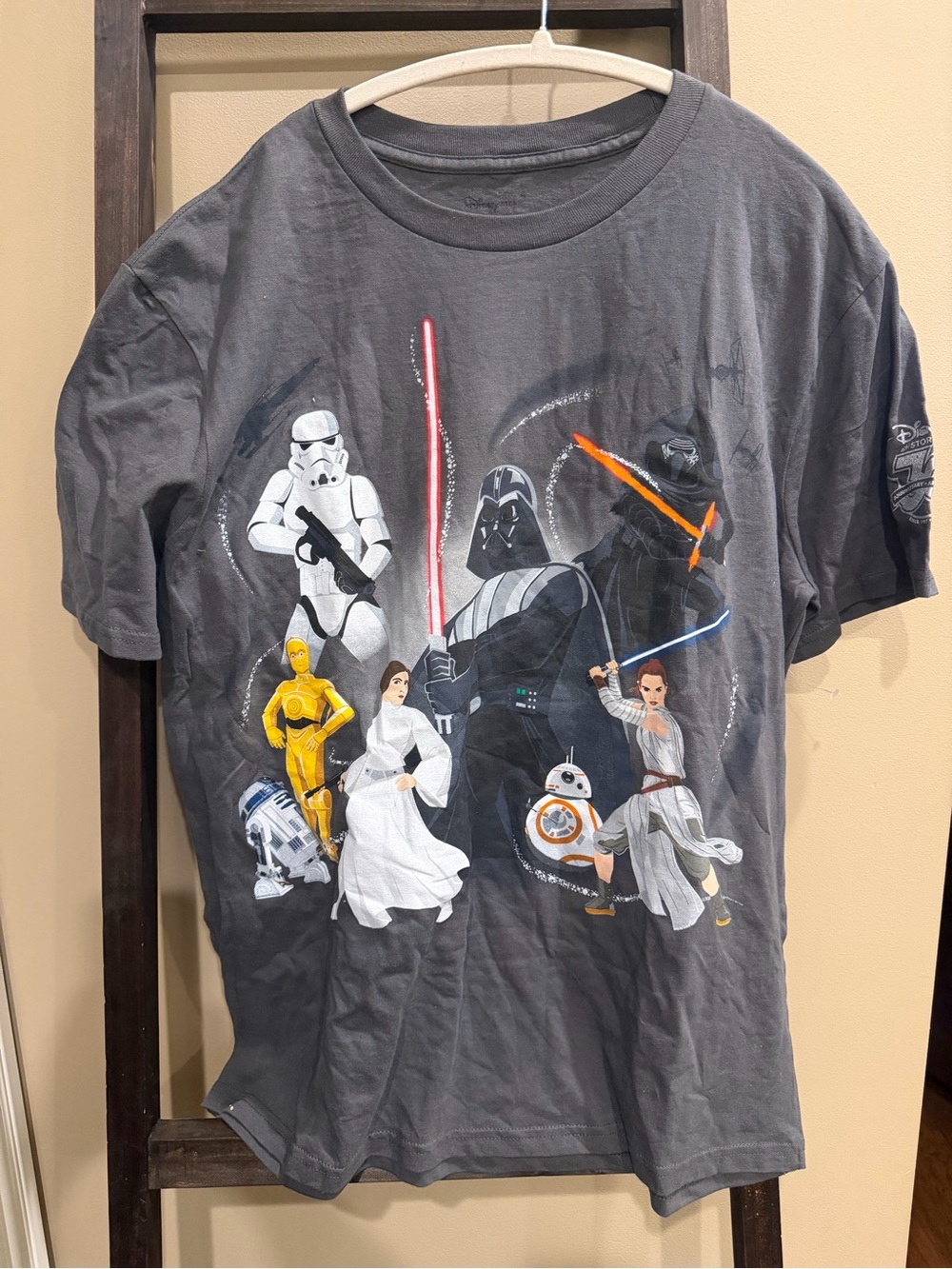 Ash Gray Star Wars Kids Graphic Tee with Multicolor Characters